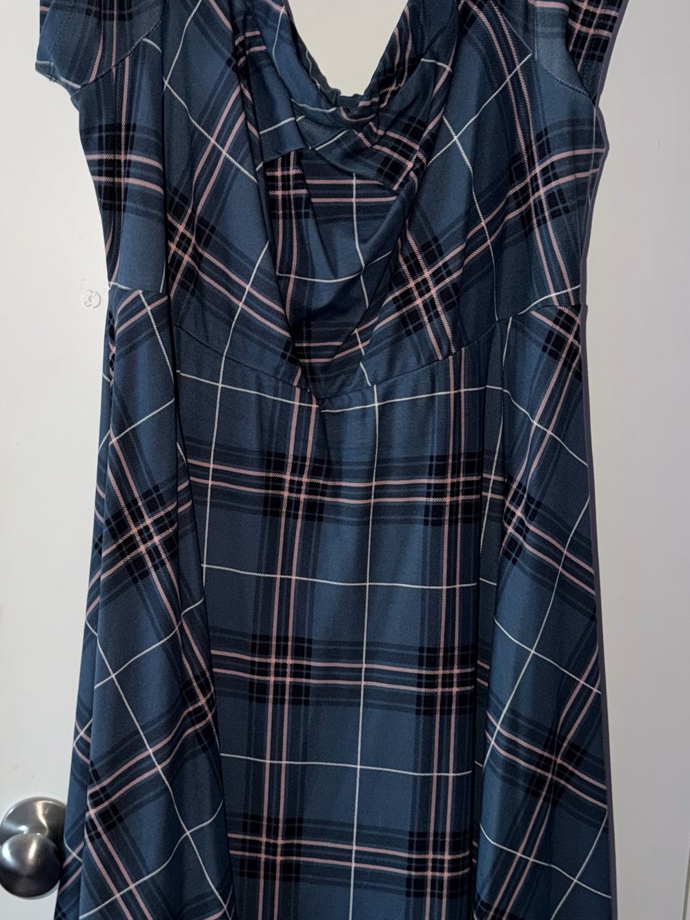 Torrid Teal Plaid Boat collar Dress with Pink and Black Accents
